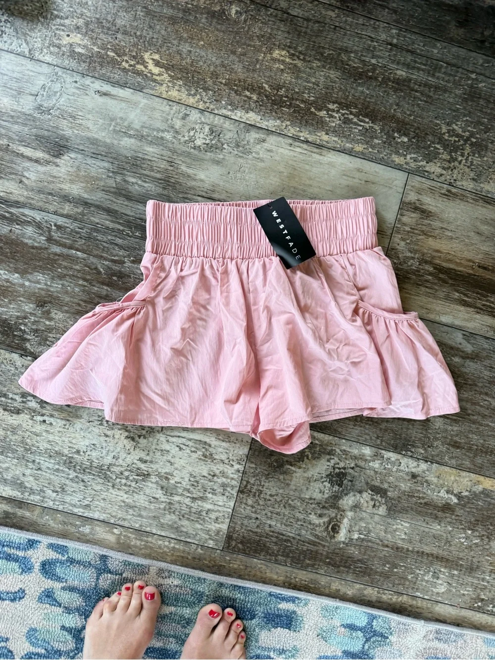 2 for $20 sale: NWT pink westfade smocked waist flutter shorts side pockets - M - Picture 3 of 5